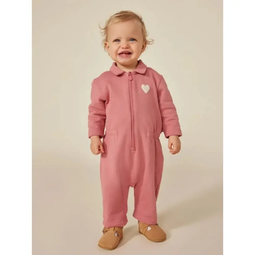 Petit Bateau girls organic cotton pink onesie Size 12 Months NWT